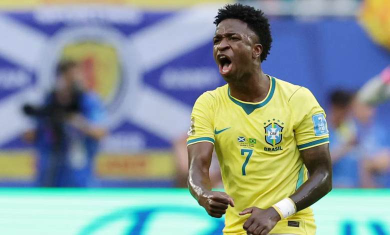 Brasil vence Escócia por 3-0 com exibição inspirada de Vini Jr. e garante liderança do grupo 